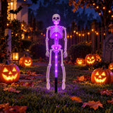 Halloween LED Solar Skull Skeleton Stake Light Yard Lawn Decor