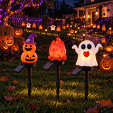 Halloween Solar Stake Lights Ghost Pumpkin Outdoor Yard Decor