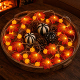Halloween LED Pumpkin Maple Leaf String Light Yard Party Decor