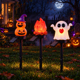 Halloween Solar Stake Lights Ghost Pumpkin Outdoor Yard Decor