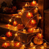 Halloween LED Pumpkin Maple Leaf String Light Yard Party Decor