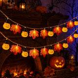 Halloween LED Pumpkin Maple Leaf String Light Yard Party Decor