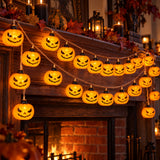 Halloween LED Smirking Pumpkin String Light Indoor Yard Party Decor