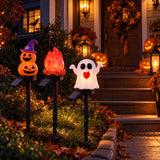 Halloween Solar Stake Lights Ghost Pumpkin Outdoor Yard Decor