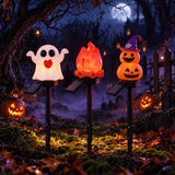 Halloween Solar Stake Lights Ghost Pumpkin Outdoor Yard Decor