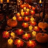 Halloween LED Pumpkin Maple Leaf String Light Yard Party Decor
