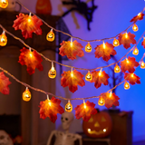 Halloween LED Pumpkin Maple Leaf String Light Yard Party Decor