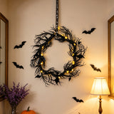 Halloween Wreath String Light Black Vine Bar Party Decor New