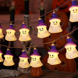Halloween LED String Lights Purple Hat Ghost Lights Spooky Party Bar Decoration Halloween Holiday Mood Lights