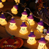 Halloween LED String Lights Purple Hat Ghost Lights Spooky Party Bar Decoration Halloween Holiday Mood Lights