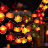 Thanksgiving LED Pinecone Pumpkin Maple Leaf String Light Yard Decor