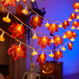 Halloween LED Pumpkin Maple Leaf String Light Yard Party Decor
