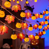 Halloween LED Pumpkin Maple Leaf String Light Yard Party Decor